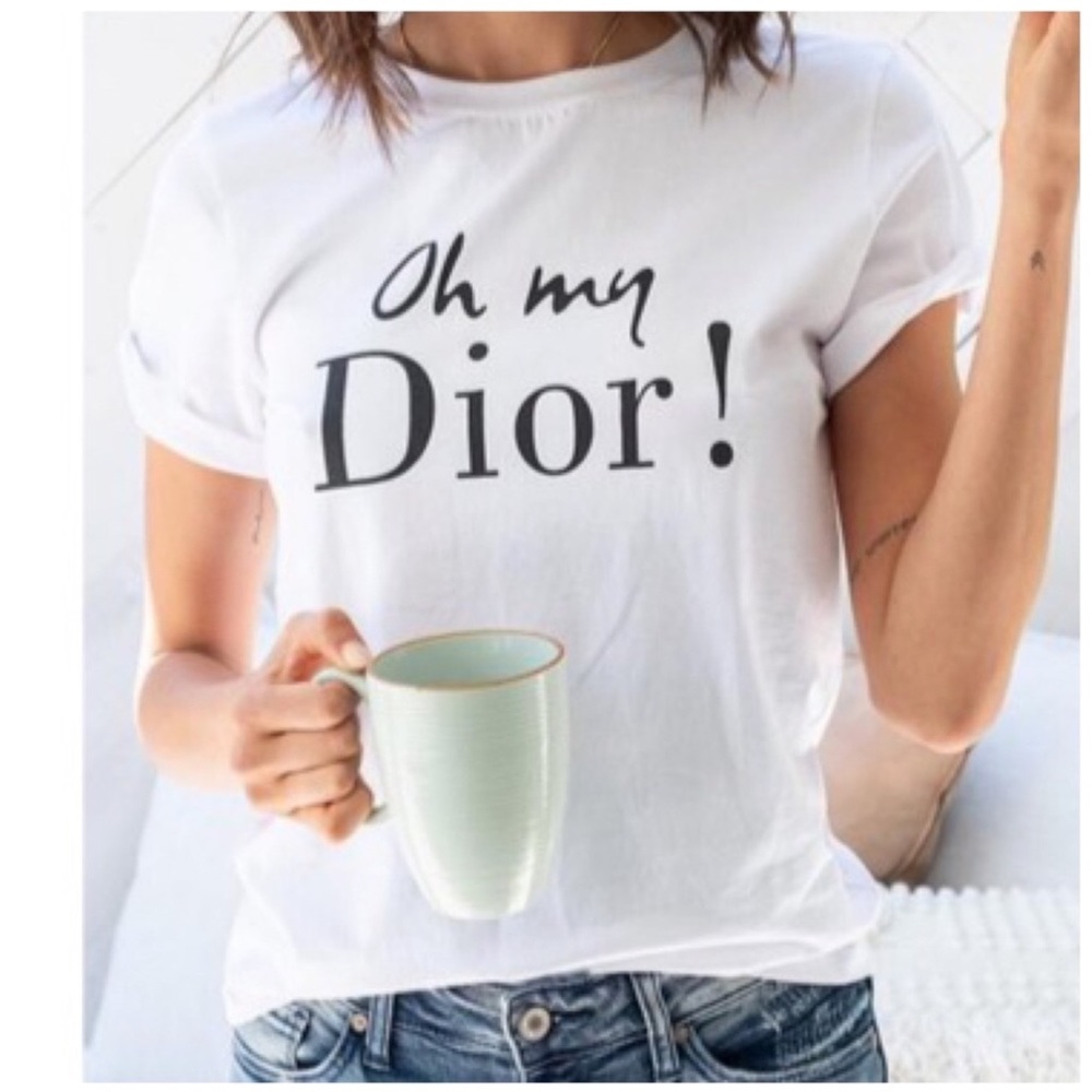 T-Shirt Graphic Tee white  Shirts ladies top new - Picture 2 of 6